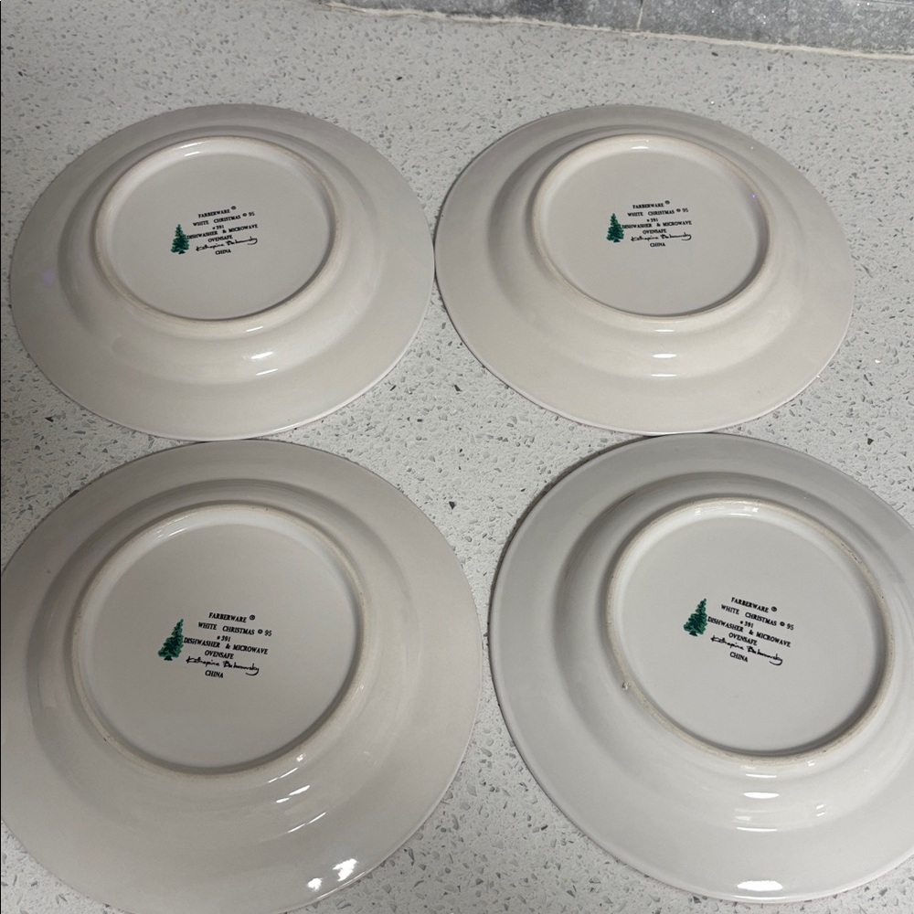 Farberware White Christmas 1995 Winter Scene Dessert Salad Plates - Set of 4 - Picture 8 of 9